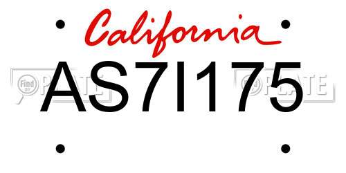 AS7I175 California License Plate