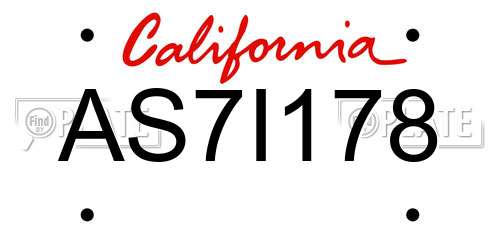 AS7I178 California License Plate