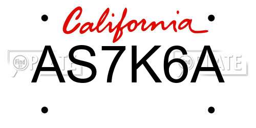 AS7K6A California License Plate