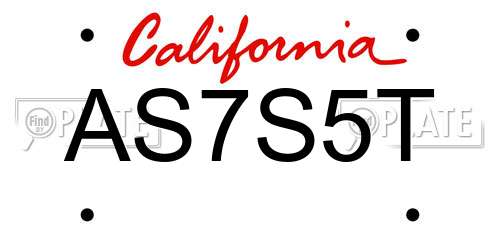 AS7S5T California License Plate