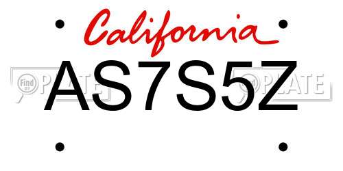 AS7S5Z California License Plate