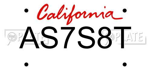 AS7S8T California License Plate