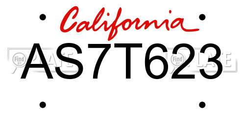 AS7T623 California License Plate