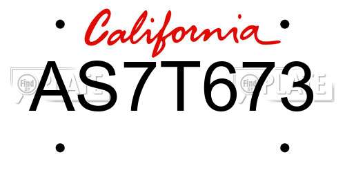 AS7T673 California License Plate