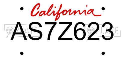 AS7Z623 California License Plate