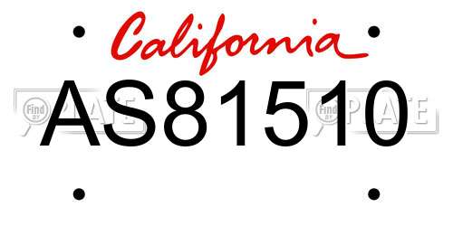 AS81510 California License Plate