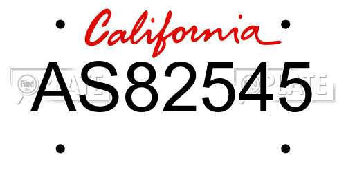 AS82545 California License Plate