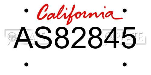 AS82845 California License Plate