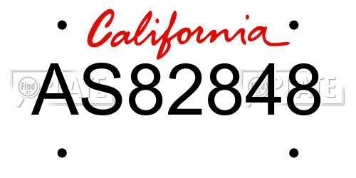 AS82848 California License Plate