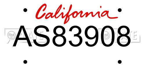 AS83908 California License Plate