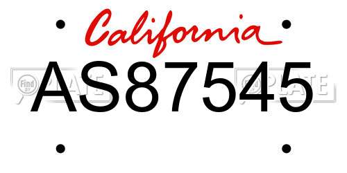AS87545 California License Plate