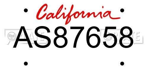 AS87658 California License Plate