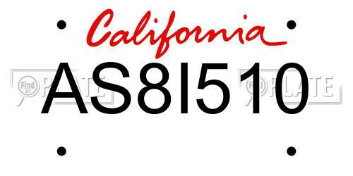 AS8I510 California License Plate