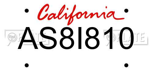 AS8I810 California License Plate