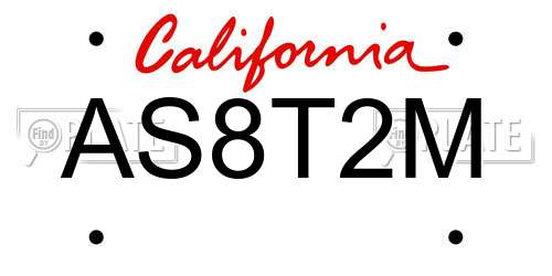 AS8T2M California License Plate