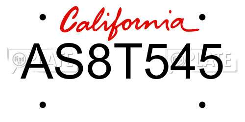AS8T545 California License Plate