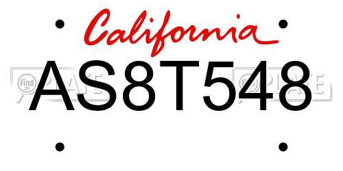 AS8T548 California License Plate