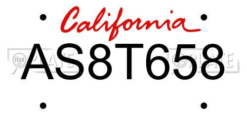 AS8T658 California License Plate