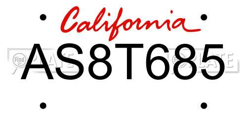 AS8T685 California License Plate