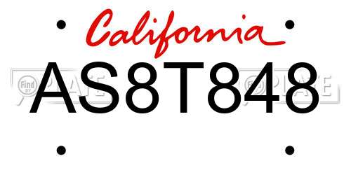 AS8T848 California License Plate