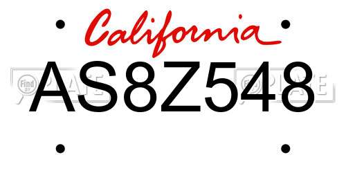 AS8Z548 California License Plate