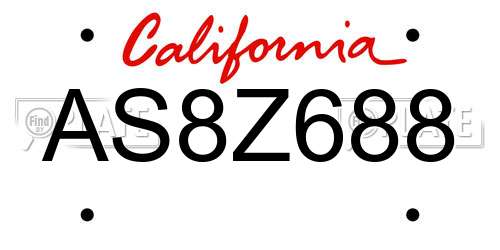 AS8Z688 California License Plate