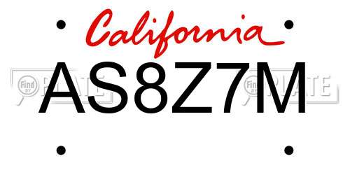 AS8Z7M California License Plate