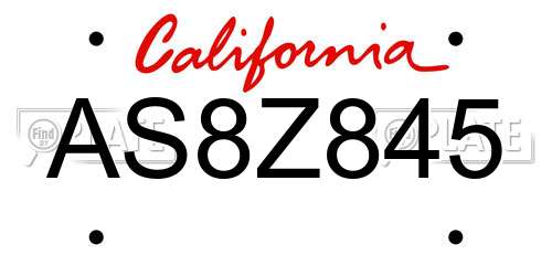 AS8Z845 California License Plate