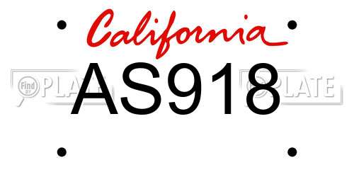 AS918 California License Plate