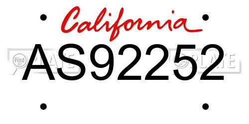 AS92252 California License Plate
