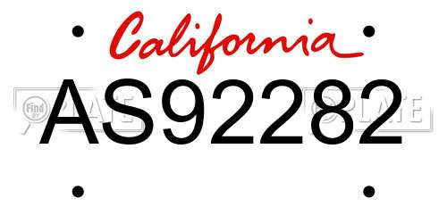 AS92282 California License Plate