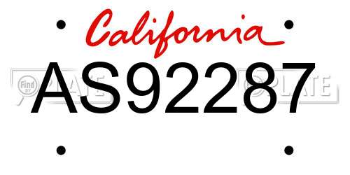 AS92287 California License Plate
