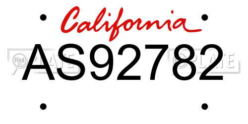 AS92782 California License Plate