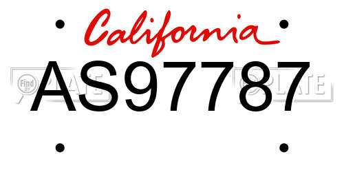 AS97787 California License Plate