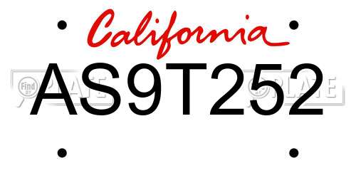 AS9T252 California License Plate