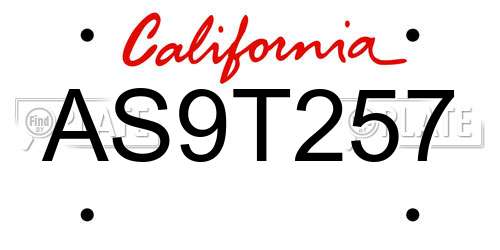 AS9T257 California License Plate