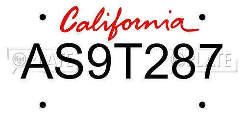 AS9T287 California License Plate