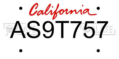 AS9T757 California License Plate