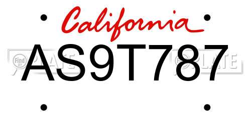 AS9T787 California License Plate