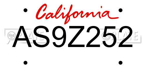 AS9Z252 California License Plate