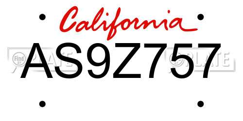 AS9Z757 California License Plate