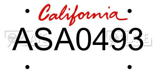 ASA0493 California License Plate
