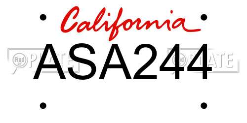 ASA244 California License Plate