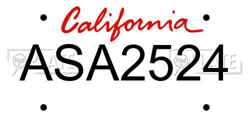 ASA2524 California License Plate