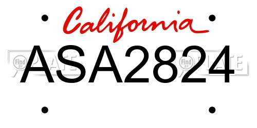 ASA2824 California License Plate