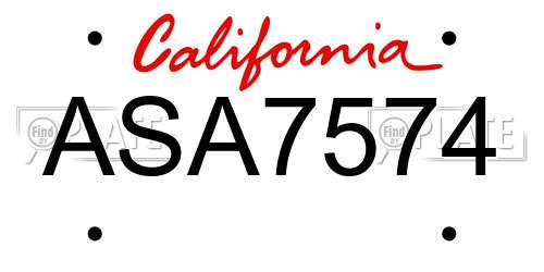 ASA7574 California License Plate