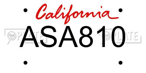 ASA810 California License Plate