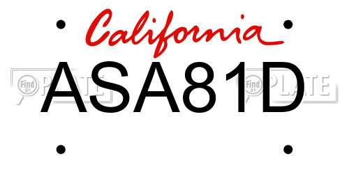 ASA81D California License Plate