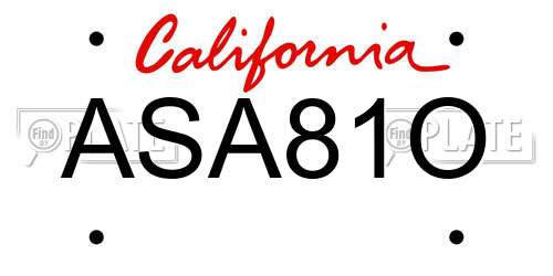 ASA81O California License Plate