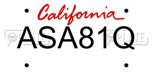 ASA81Q California License Plate